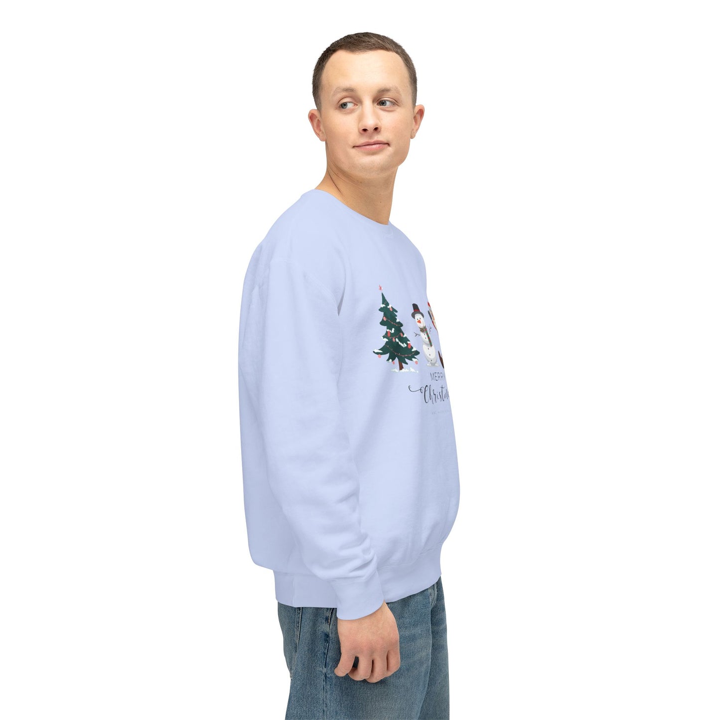 Christmas Tree, Snowman & Santa - Unisex Lightweight Crewneck Sweatshirt - 10392
