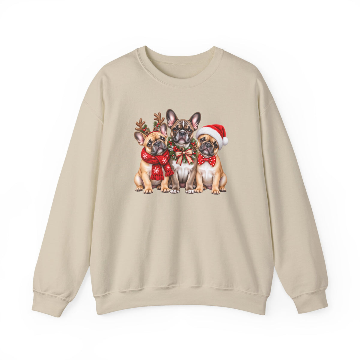 Christmas French Bulldog Sweatshirt, Cute Festive Frenchie Crewneck - 14556