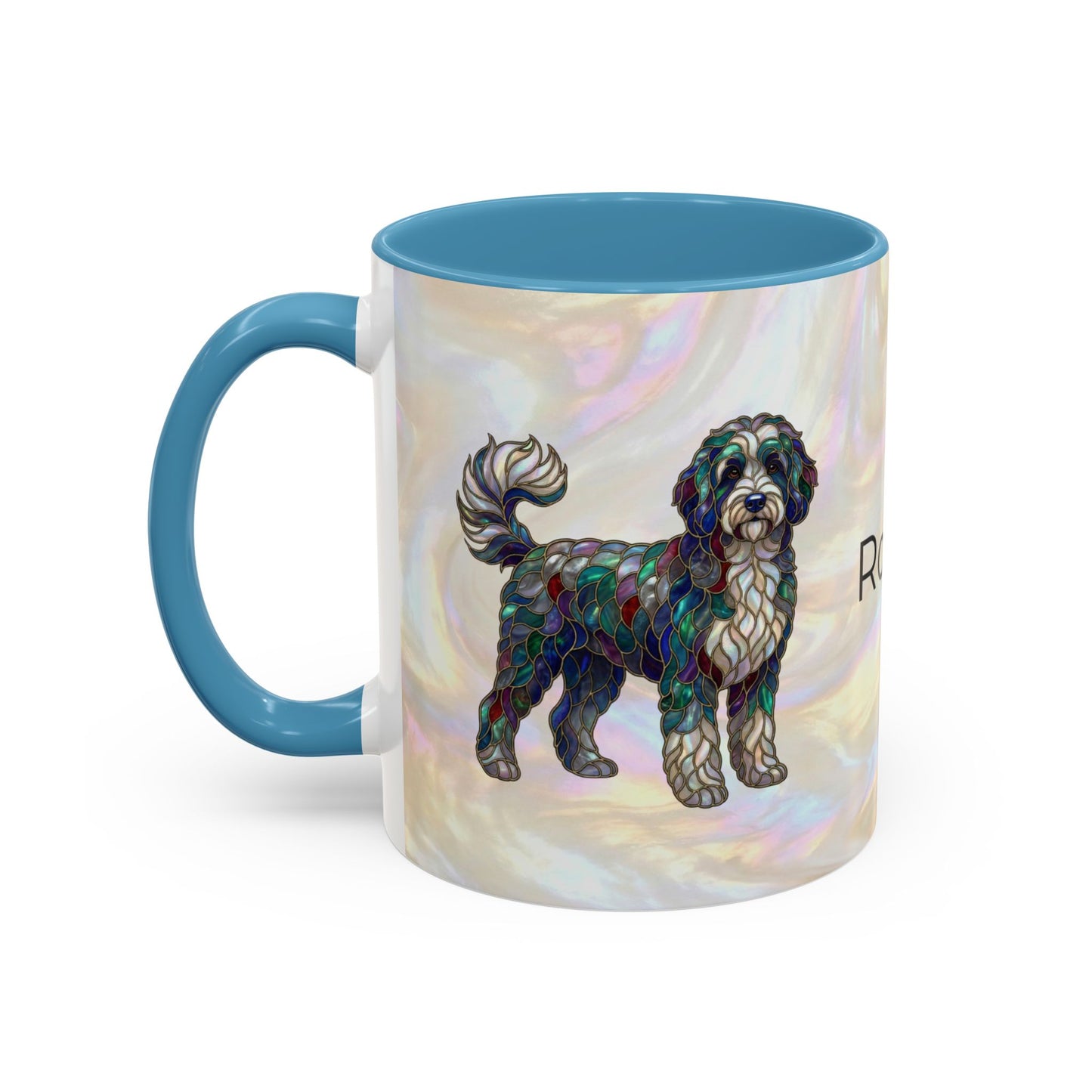 Portuguese Water Dog Accent Coffee Mug — Stained Glass Design (11/15oz) - 14655