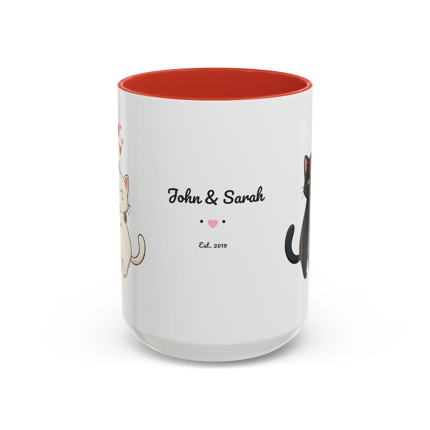 Cute Cats Personalized Mug — Custom Names & Established Date | Couple Valentine Gift (11oz / 15oz) - 14752