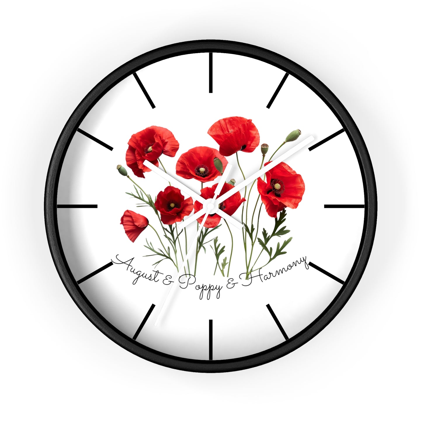 Happy Birthday August, Poppy - Wall Clock