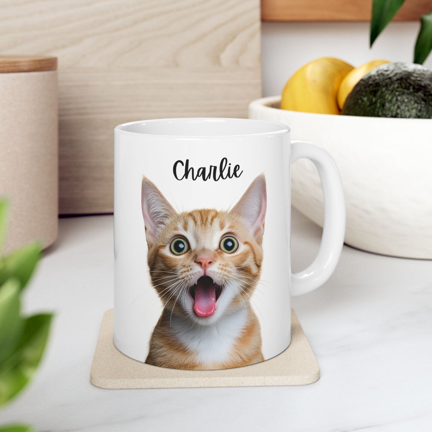 Cute Cat Ceramic Mug, Funny Pet Lover Gift, Cat Mom Coffee Cup, Animal Lover Mug, Personalized Drinkware - 14193