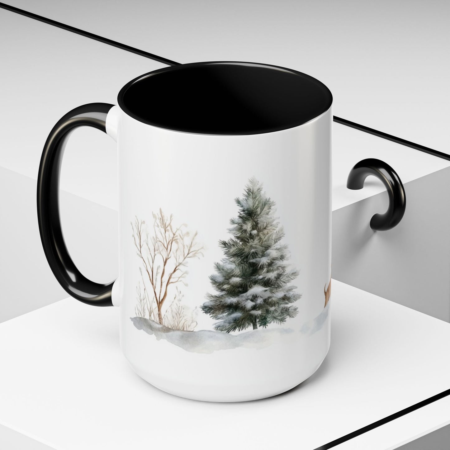 Winter Tree, Snowman & Puppy - Accent Coffee Mug (11, 15oz) - 10404