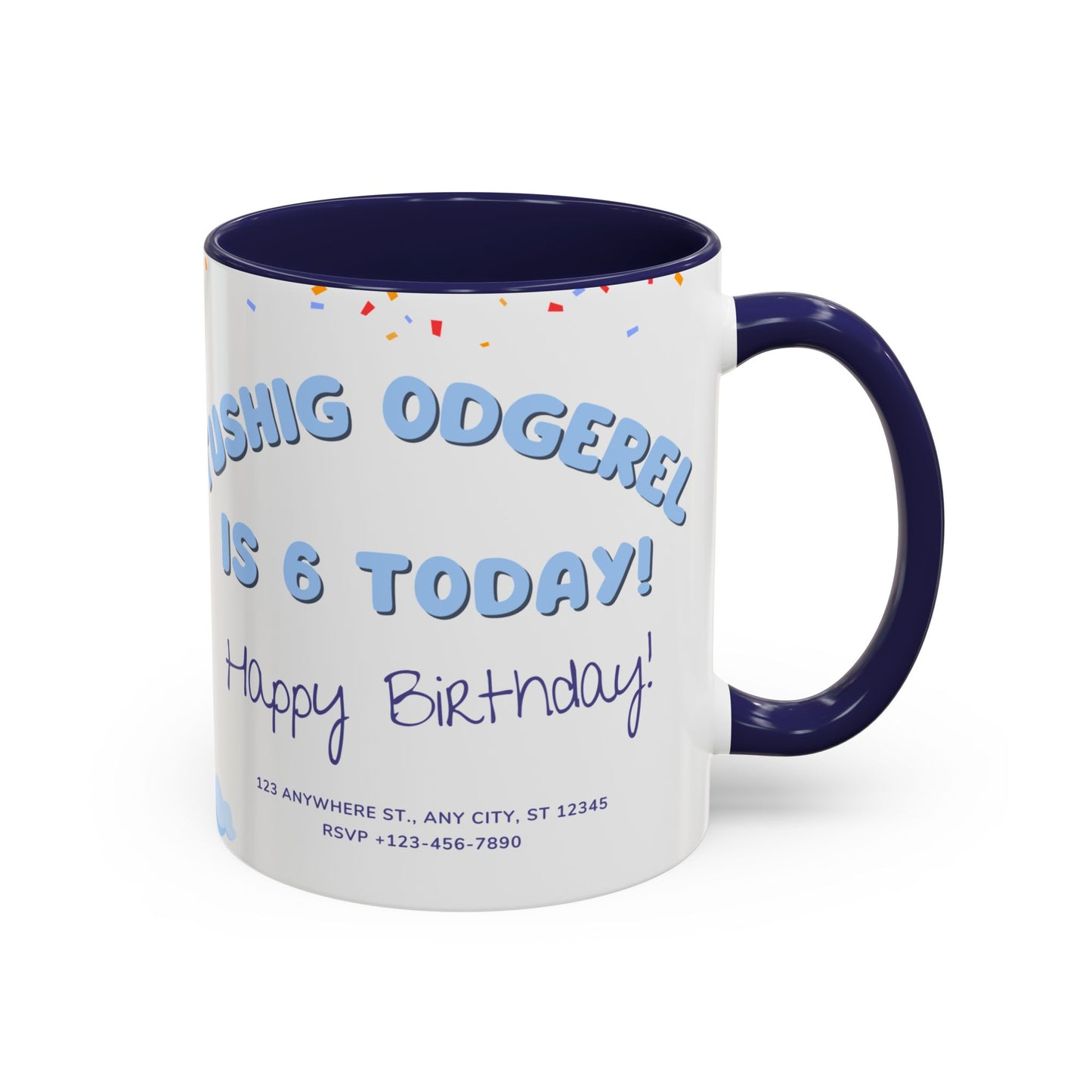 Happy 6th Birthday to A Boy Pilot, Details Customizable - Accent Coffee Mug (11, 15oz) - 11233