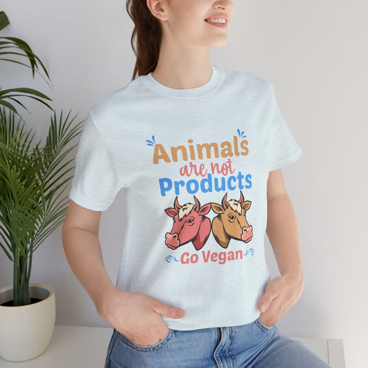 Vegan: Animals Are Not Products, Go Vegan - Unisex Jersey Short Sleeve Tee - 12353