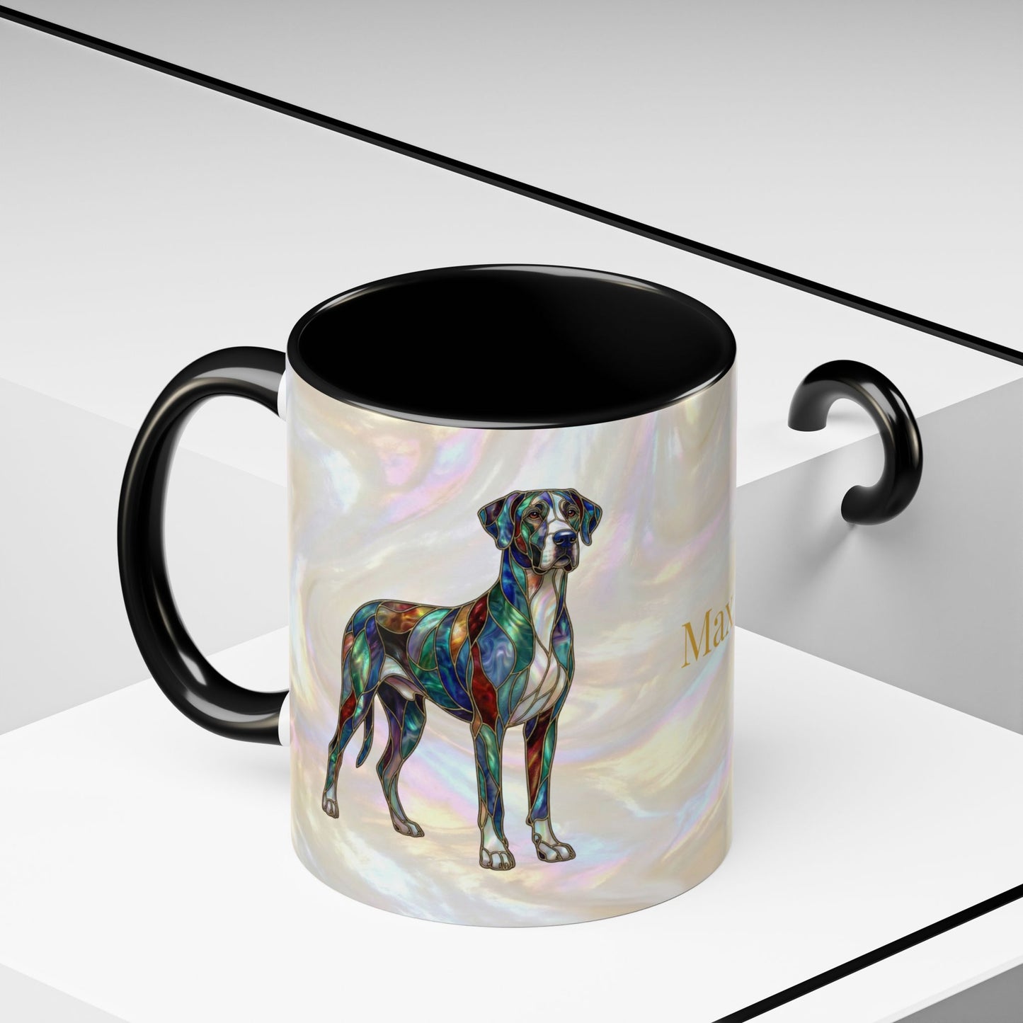 Personalized Great Dane Dog Mug — Stained Glass Design (11/15 oz) - 14550