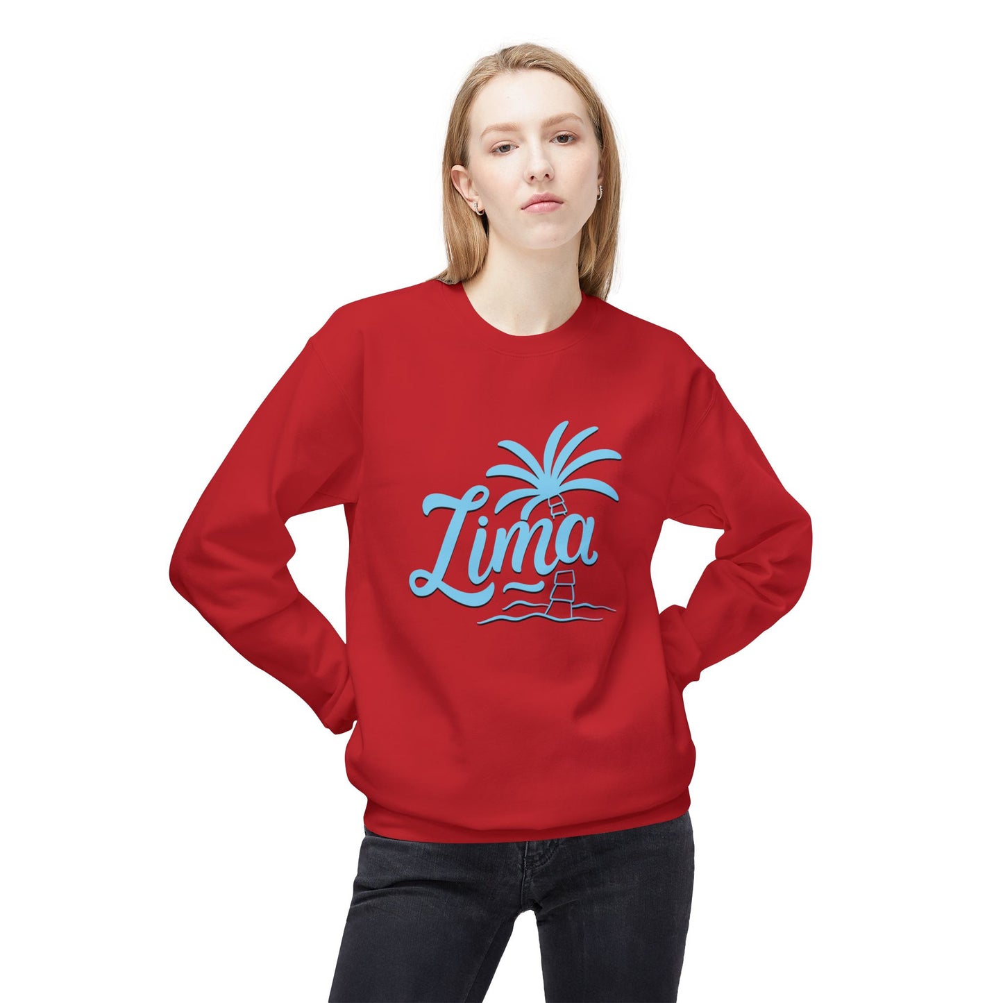 Lima, Palm Tree Crewneck Sweatshirt - Cozy Unisex Midweight Fleece for Relaxed Living - 12128