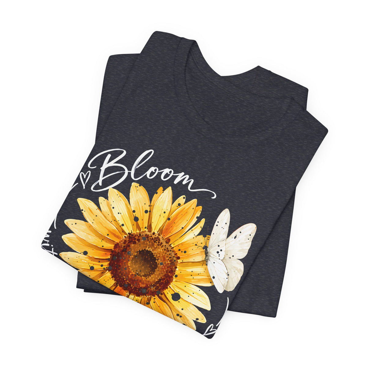 Sunflower “Bloom with Grace in Every Season” T-Shirt, Inspirational Floral Tee- 14502