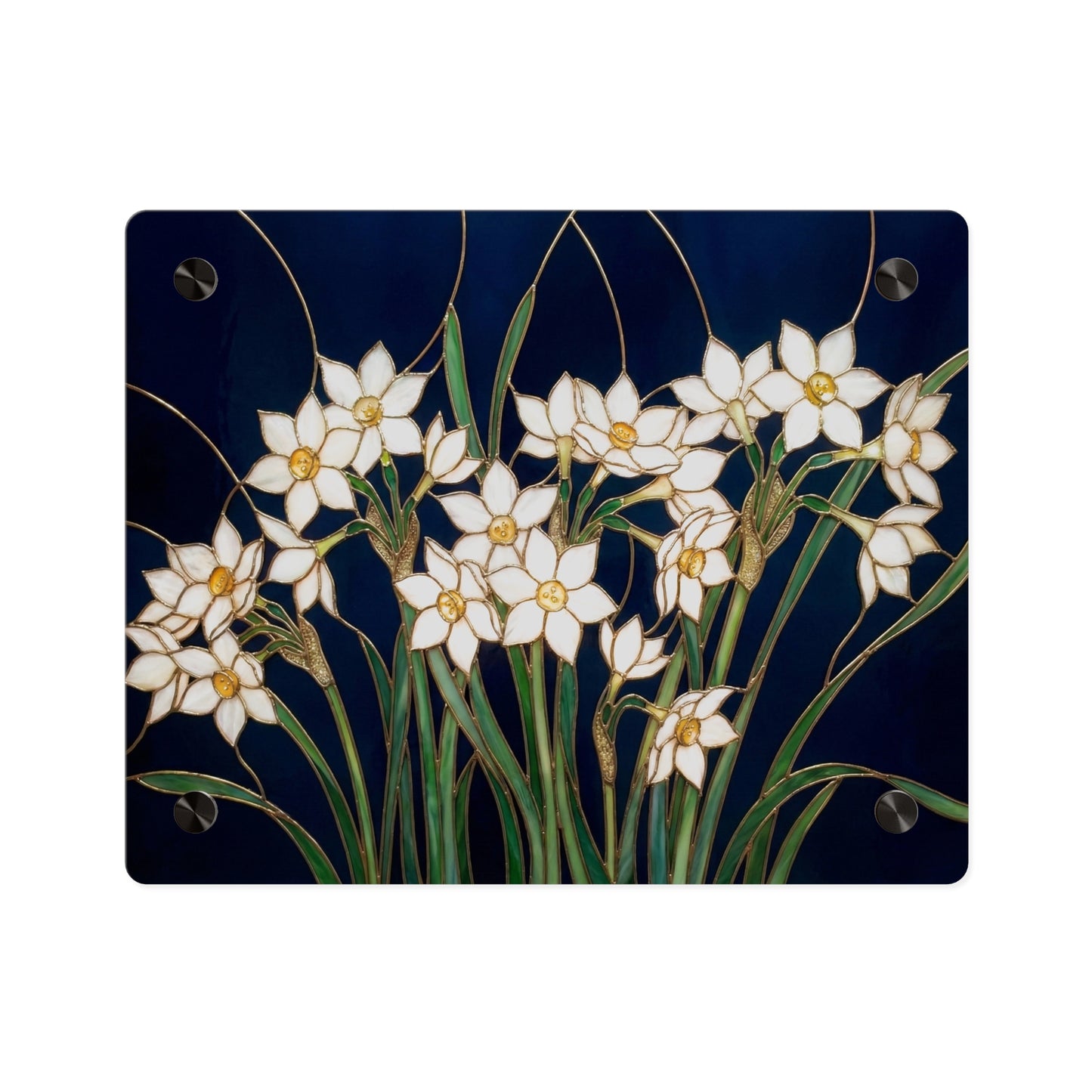 Whitepaper Narcissus Acrylic Wall Art Panel — (Floral Modern Decorative Plaque) - 14598