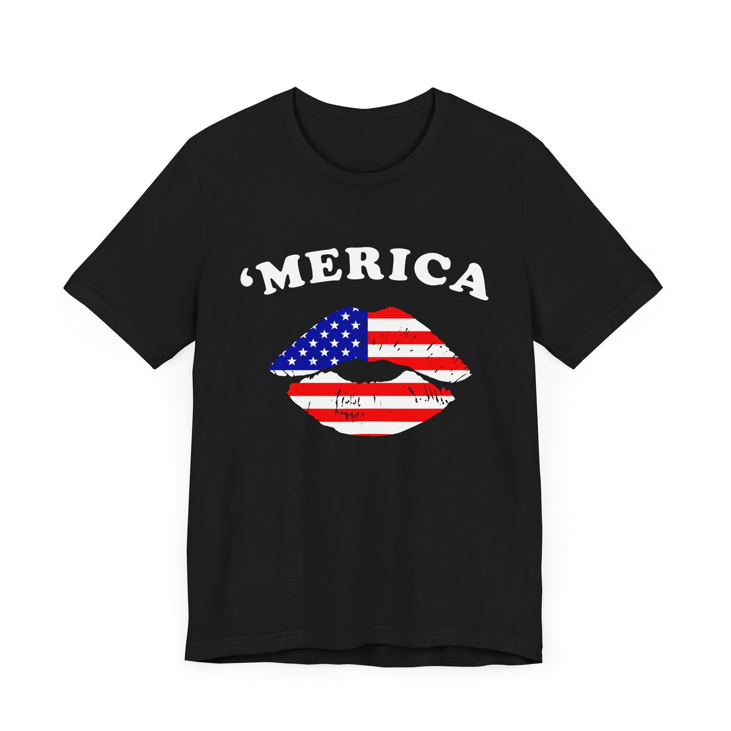 'Merica Unisex Jersey Tee, Patriotic Short Sleeve Shirt, USA Flag Design, Independence Day Apparel, Festival Wear, Summer Casual - 13519