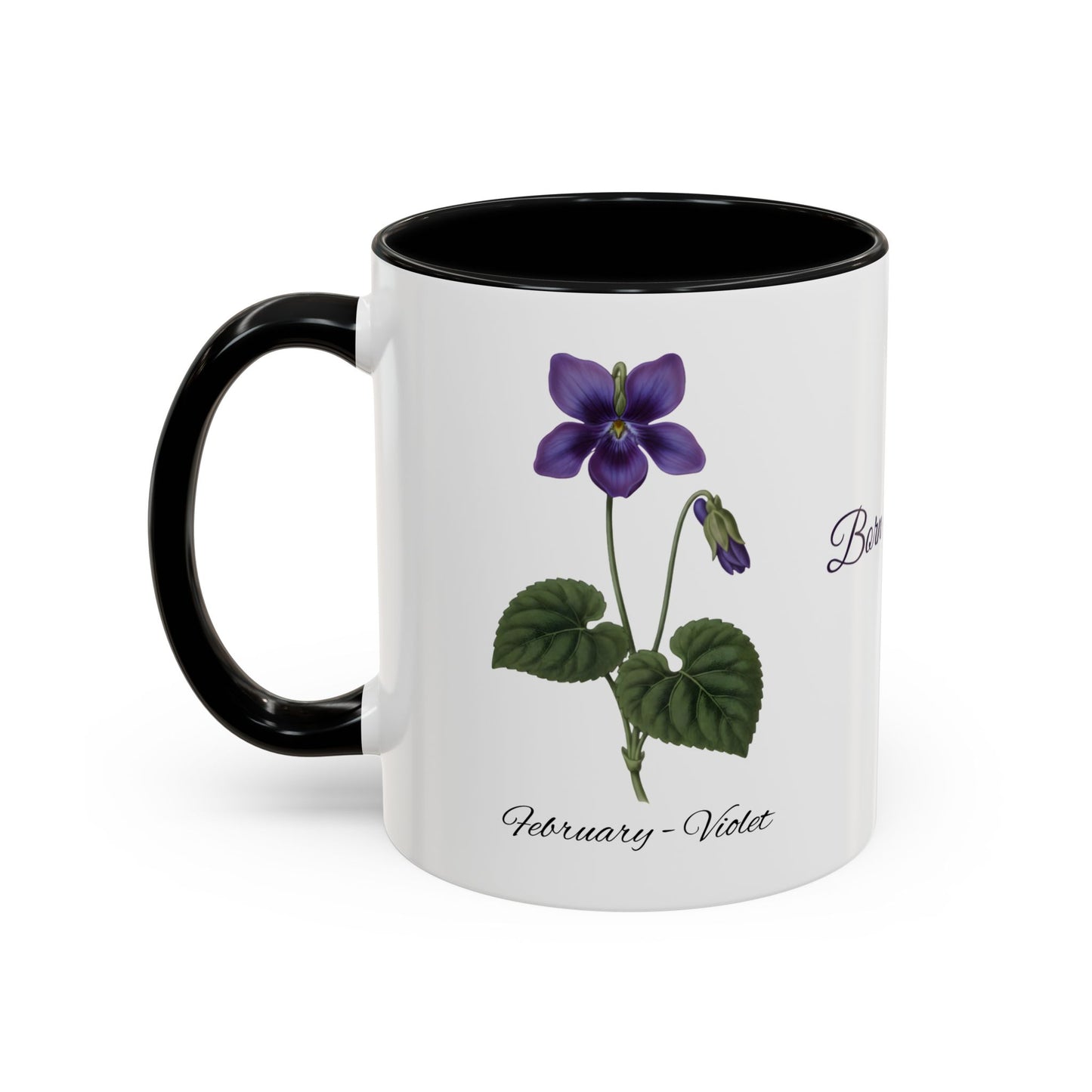 February Birth Flower Violet Mug – Personalized Name Coffee Cup - 14695