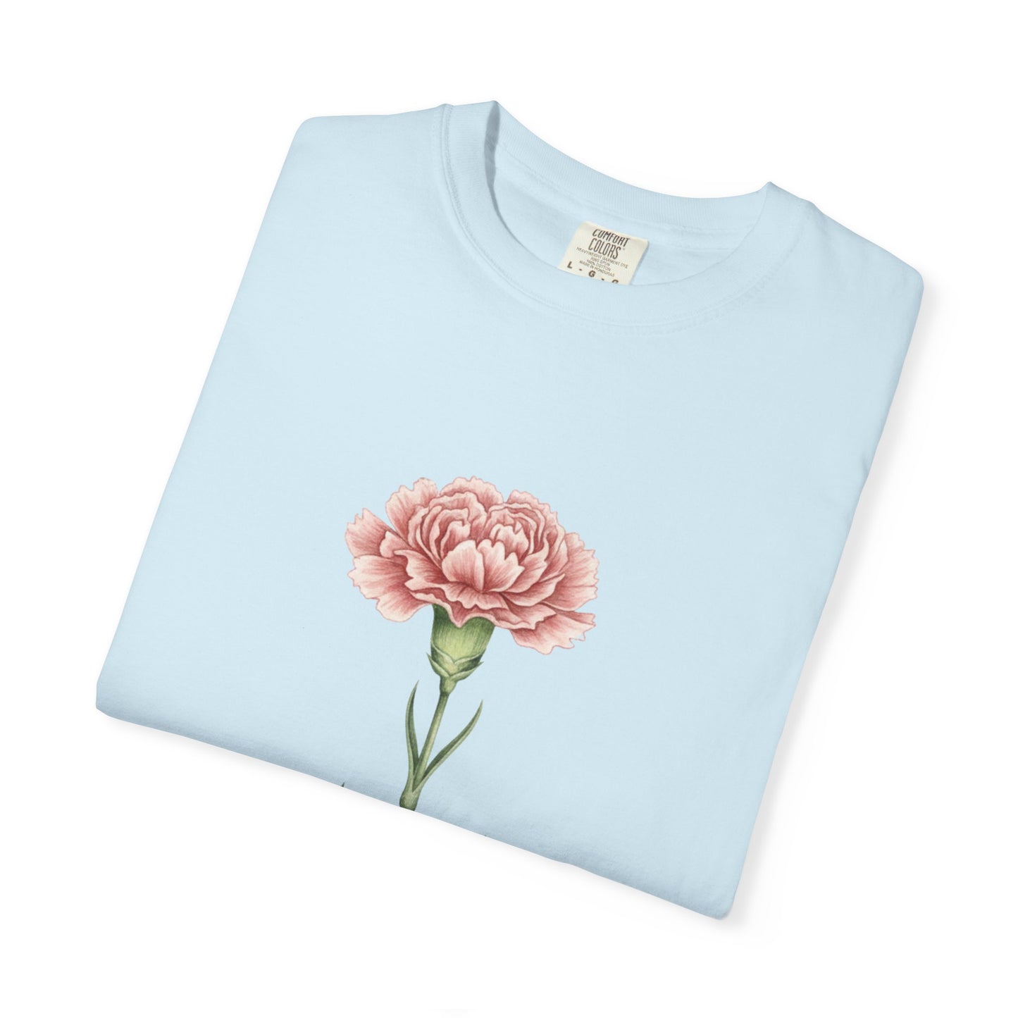 January Birth Flower Carnation T-Shirt – Heavyweight Garment-Dyed Tee - 14686
