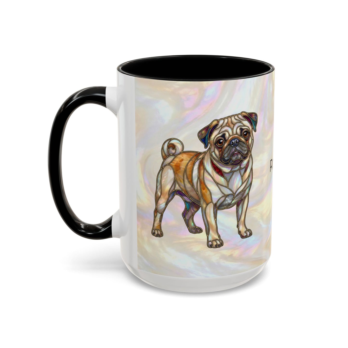 Personalized Pug Accent Coffee Mug –  Stained Glass Design (11/15oz) - 14547