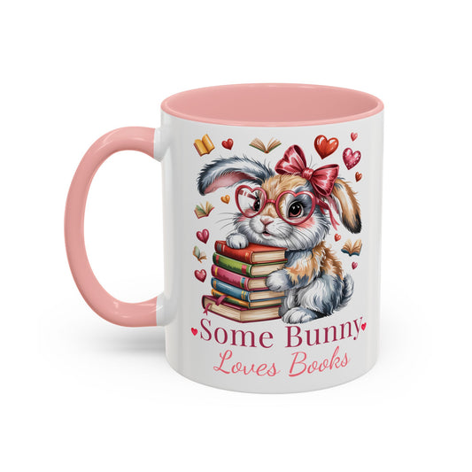 Some Bunny Loves Books Mug – Cute Book Lover Coffee Cup, Bunny Reading Gift for Teacher, Librarian or Reader (11oz / 15oz) - 14789