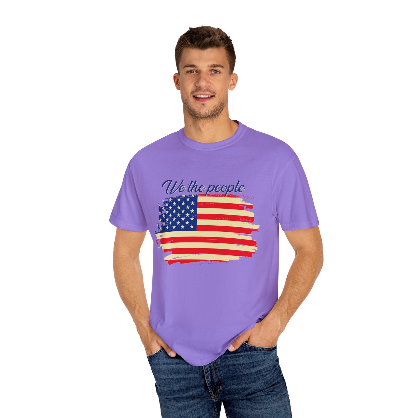 Patriotic Garment-Dyed T-Shirt - We the People, Independence Day Gift, Casual Wear, Constitution Day, Freedom Apparel - 13691