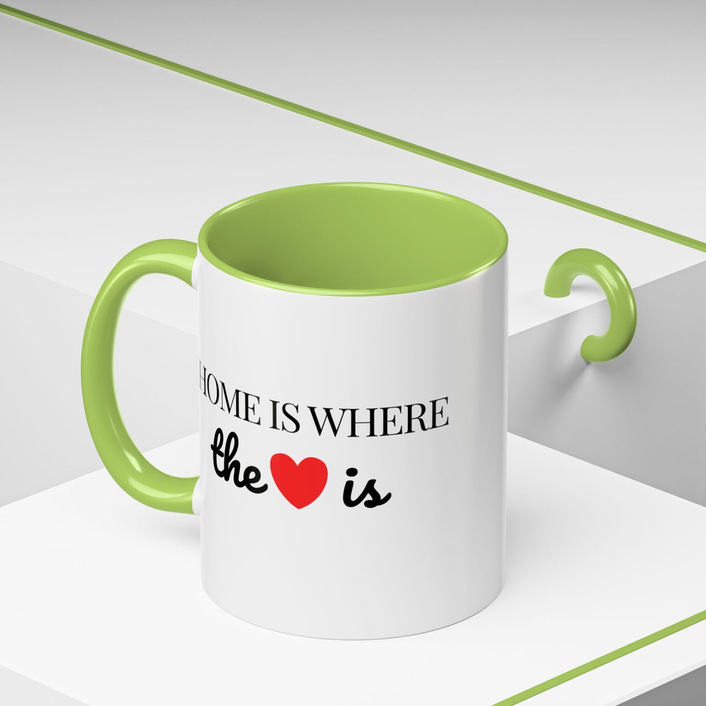 "Home is Where the Heart is" Coffee Mug —  Minimal Accent Ceramic Mug (11/15oz) - 14684