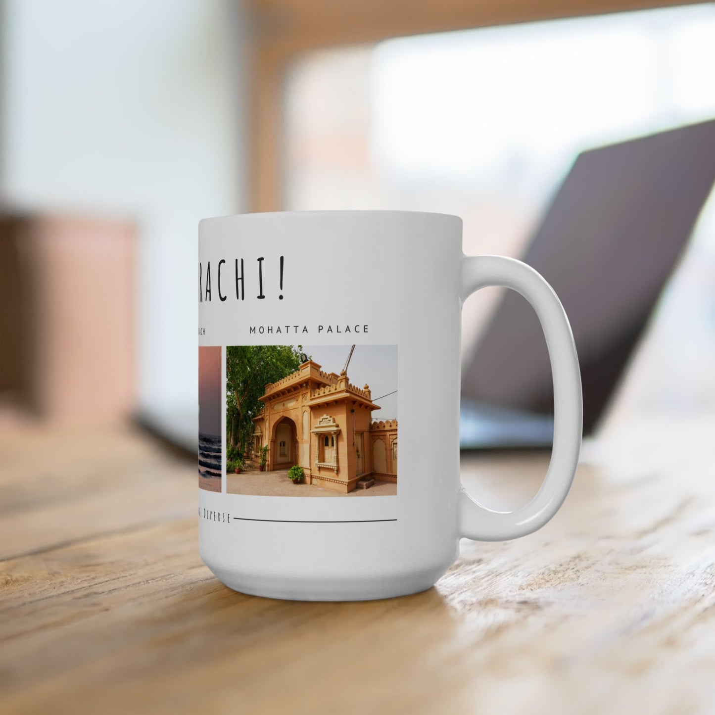 Hello Karachi Ceramic Mug - Coastal Beach Views, Perfect Gift for Travelers - 12214