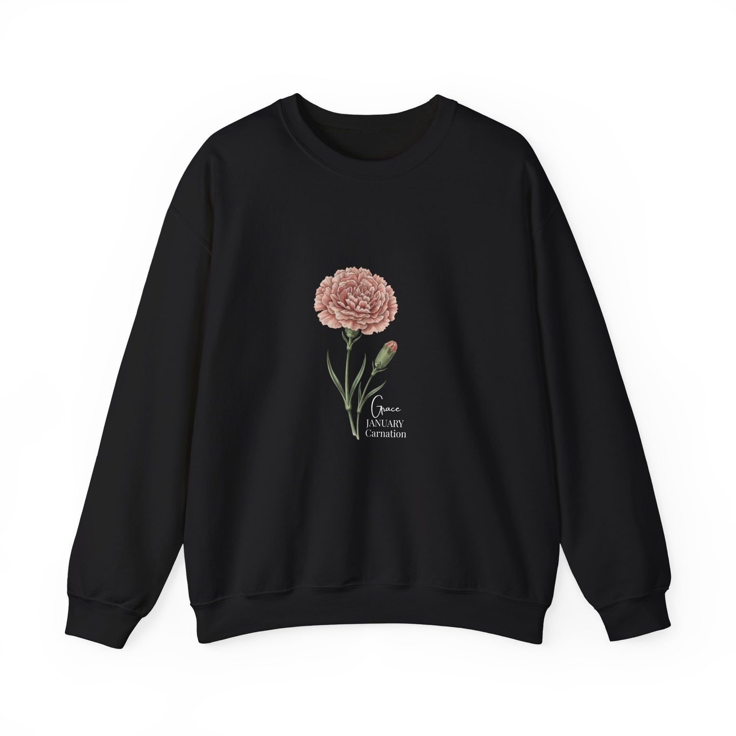 January Carnation Crewneck Sweatshirt — Customizable - 14673