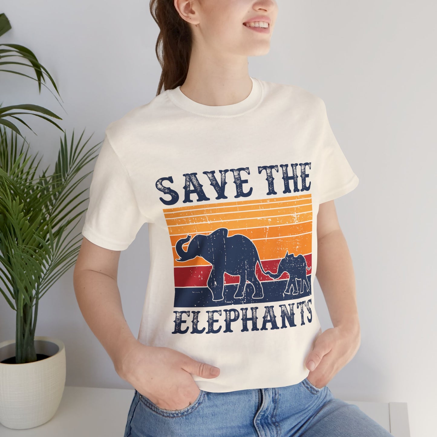 Vegan: Save The Elephants - Unisex Jersey Short Sleeve Tee - 12377