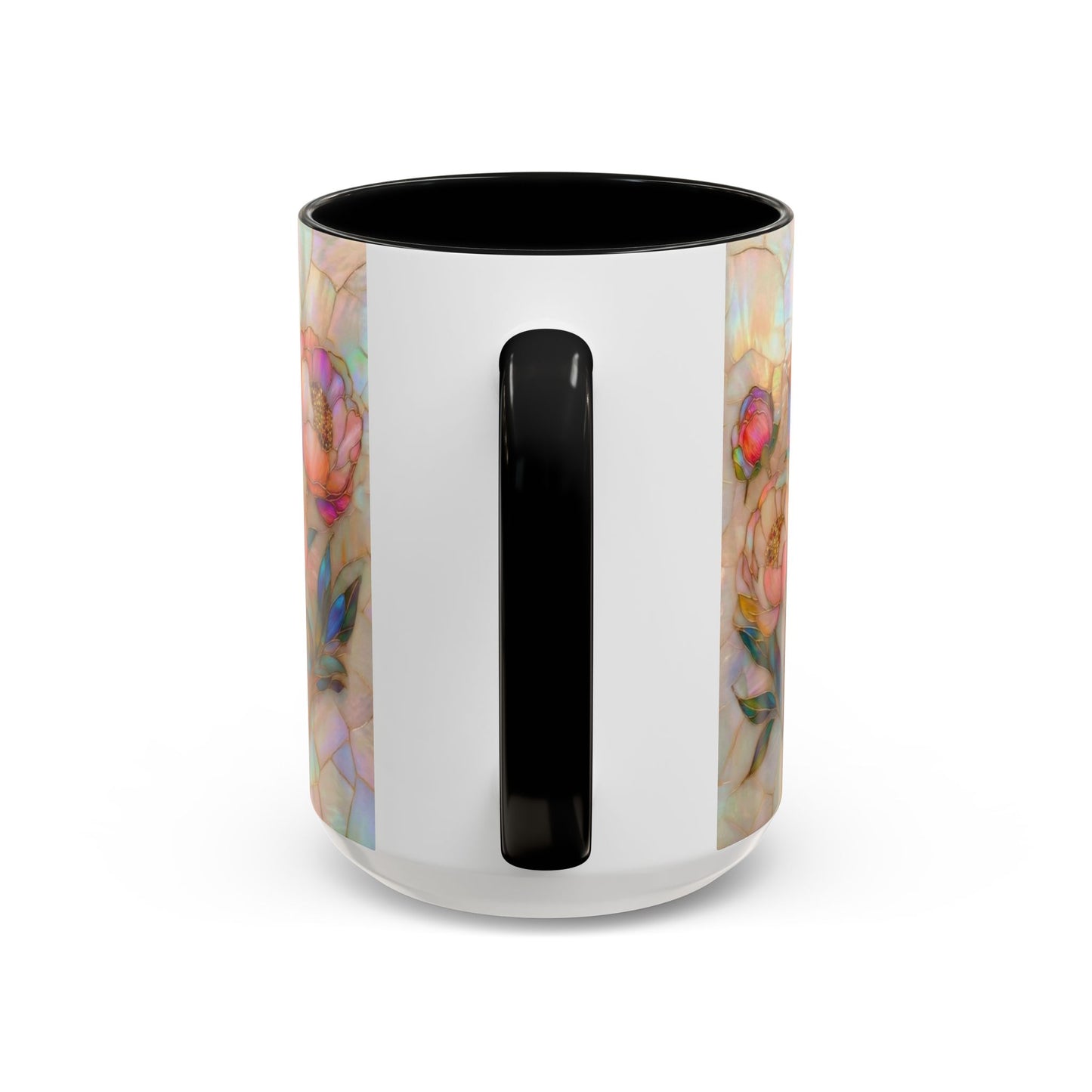 Peony Stained Glass Accent Coffee Mug – Floral Art 11/15oz - 14519