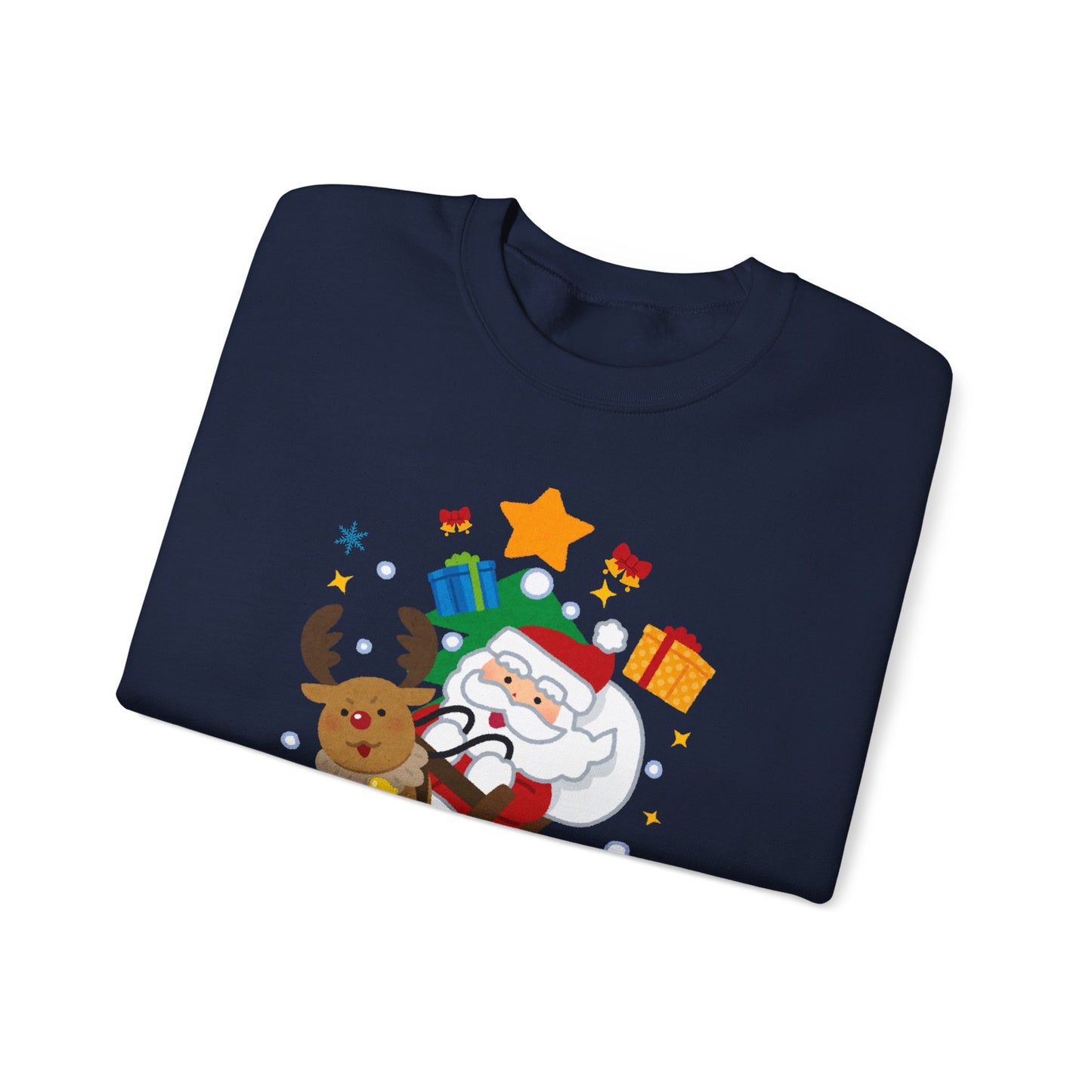 Merry Christmas, Santa & Reindeer - Unisex Heavy Blend™ Crewneck Sweatshirt - 10472