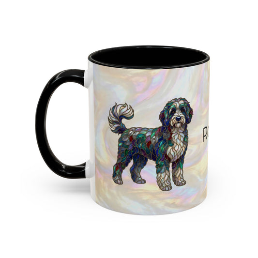 Portuguese Water Dog Accent Coffee Mug — Stained Glass Design (11/15oz) - 14655