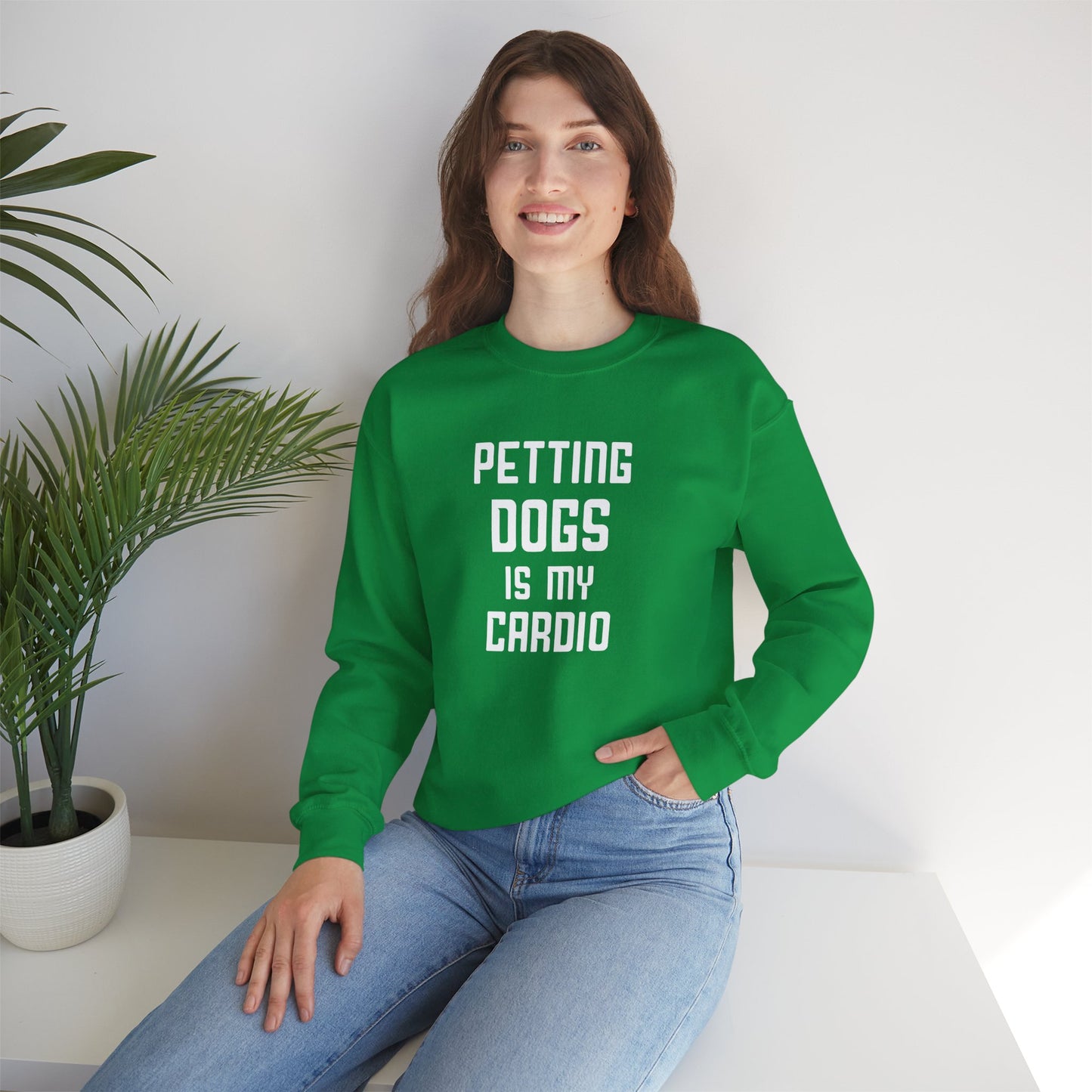 Petting Dog is My Cardio - Unisex Heavy Blend™ Crewneck Sweatshirt