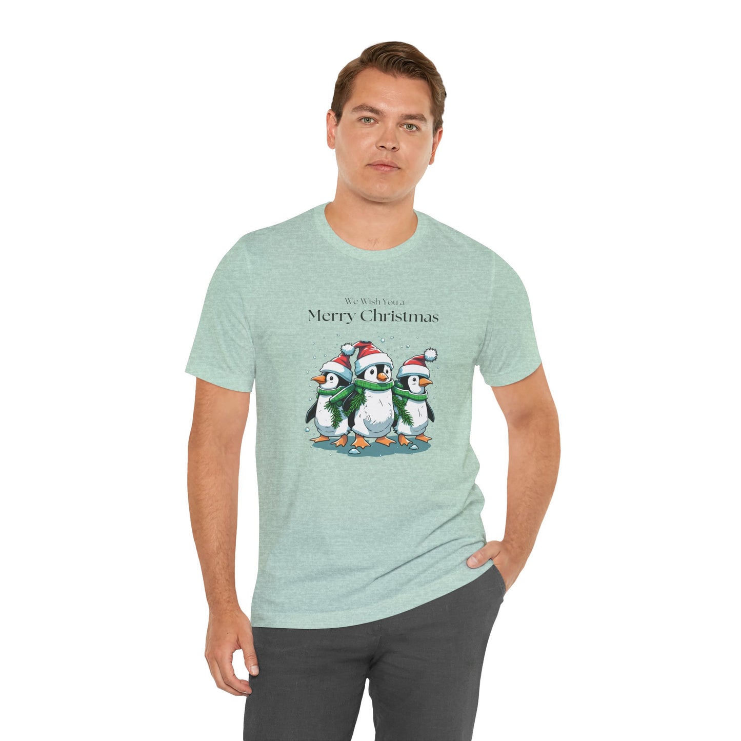 Penguins, We Wish You A Merry Christmas - Unisex Jersey Short Sleeve Tee - 10198