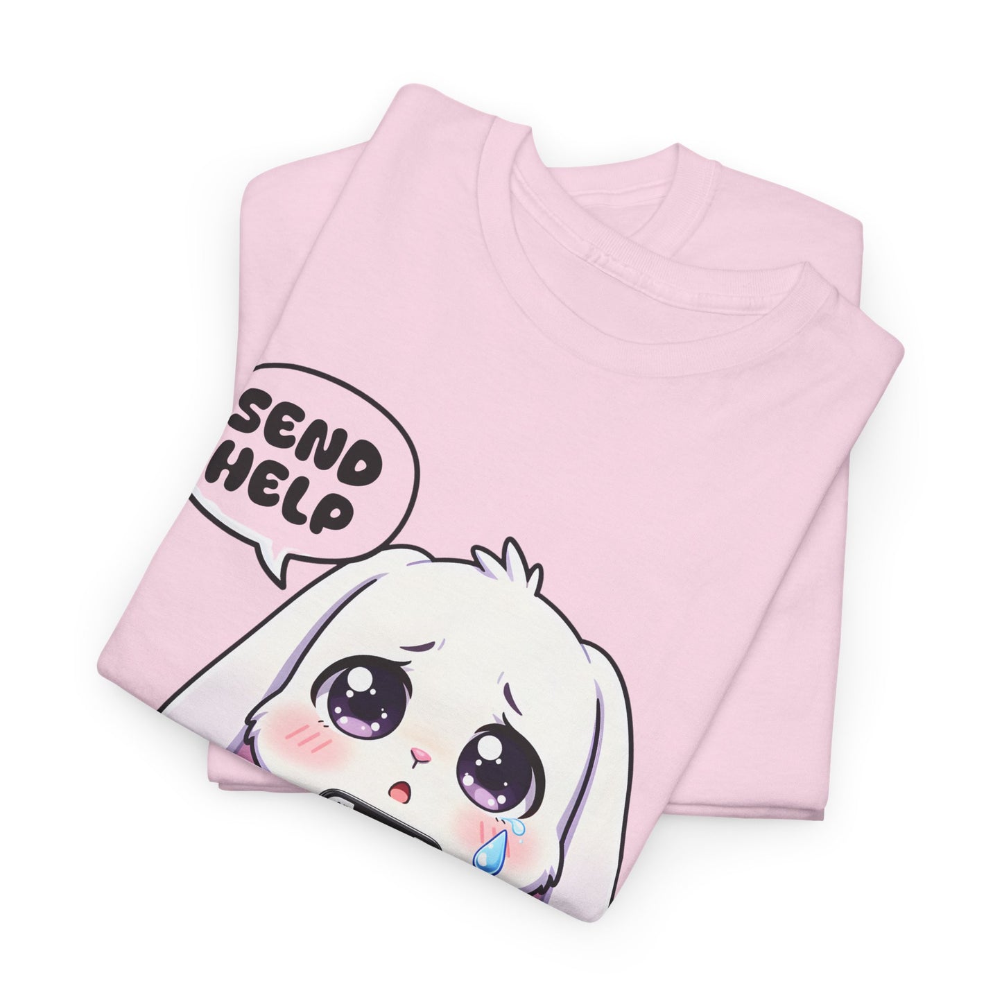 Funny Bunny T-Shirt – “Send Help” Kawaii Broke Money Humor Tee Gift - 14854