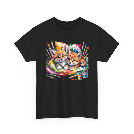 Artist Kittens T-Shirt — Cute Painting Cats Graphic Tee, Cat Lover Gift - 14866