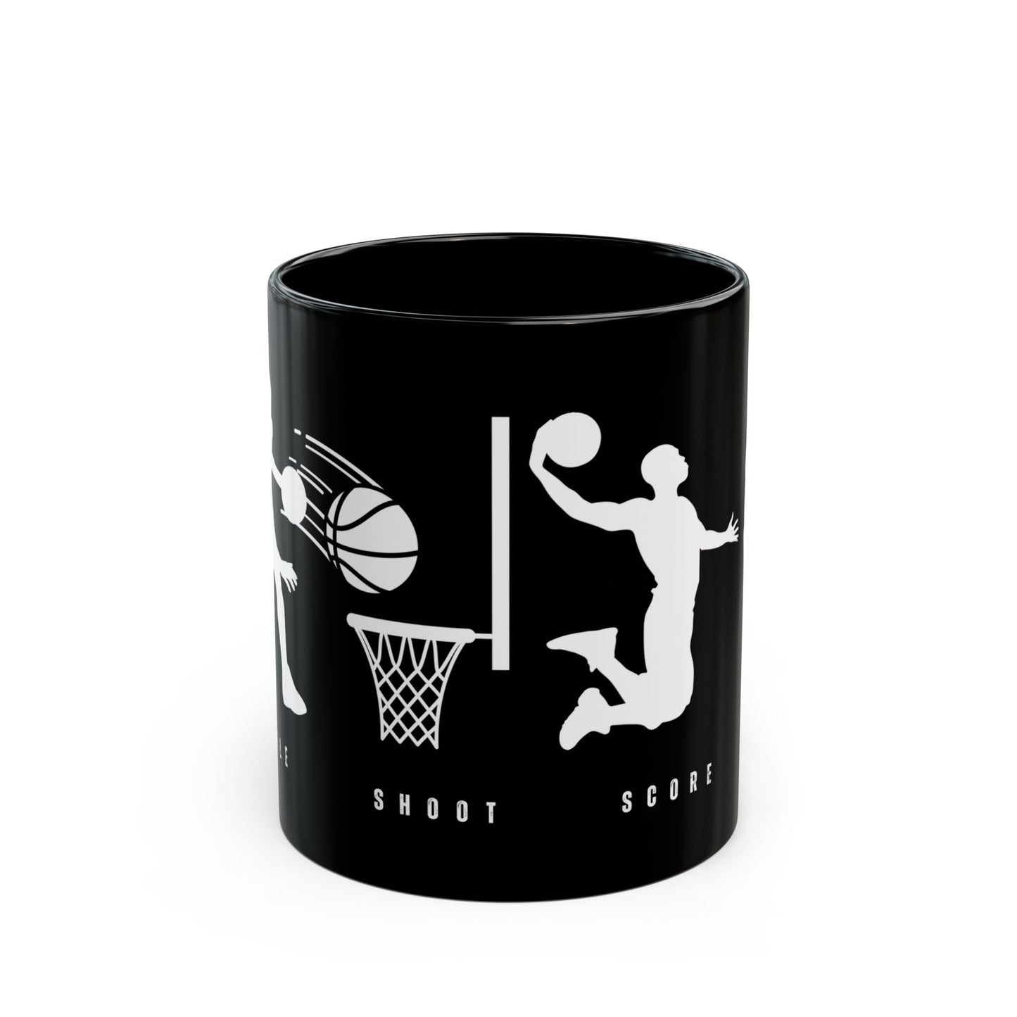 Dribble  Shoot  Score Repeat, Basketball Lovers - Ceramic Black Mug (11oz, 15oz) - 10134