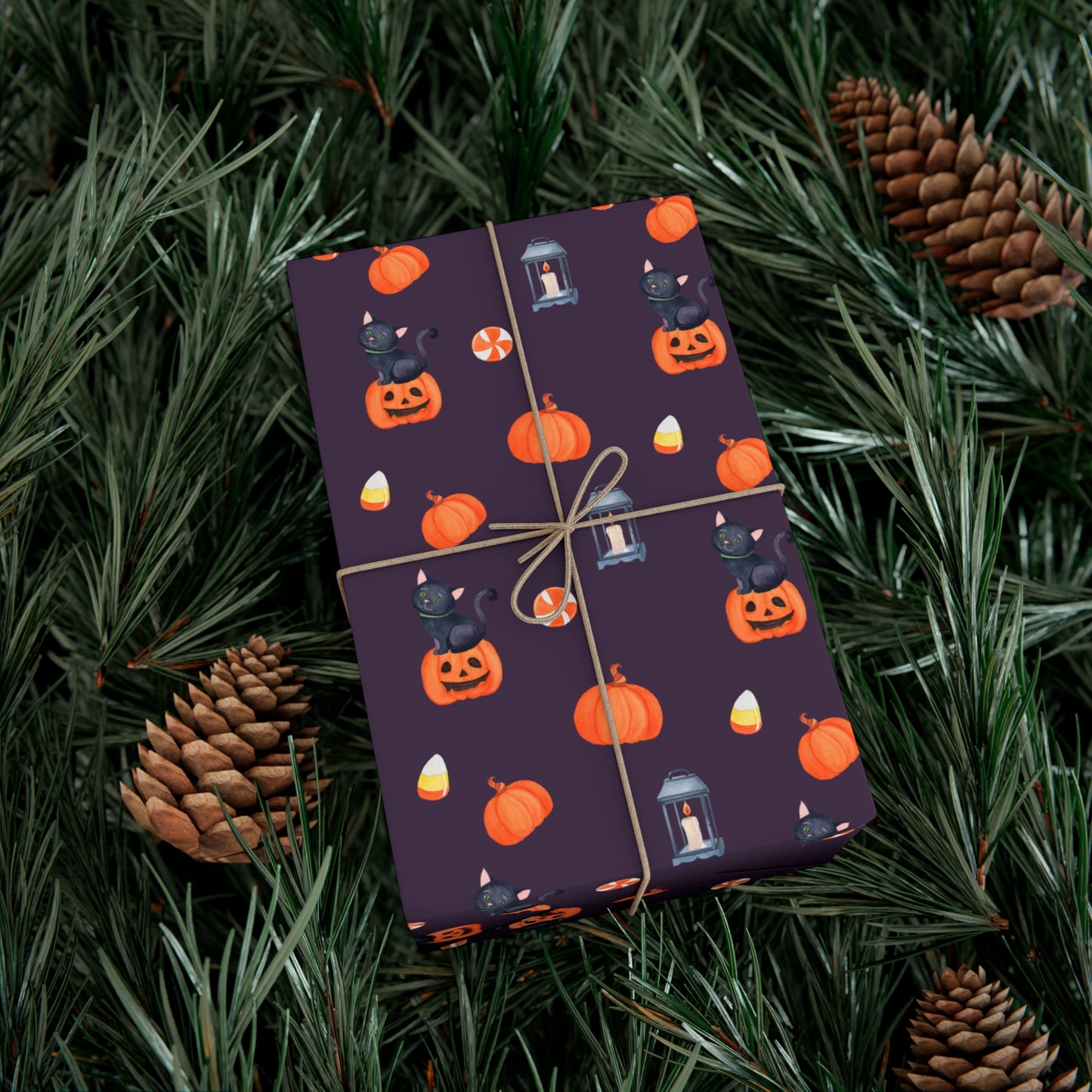 Pumpkin With A Black Cat - Gift Wrap Papers