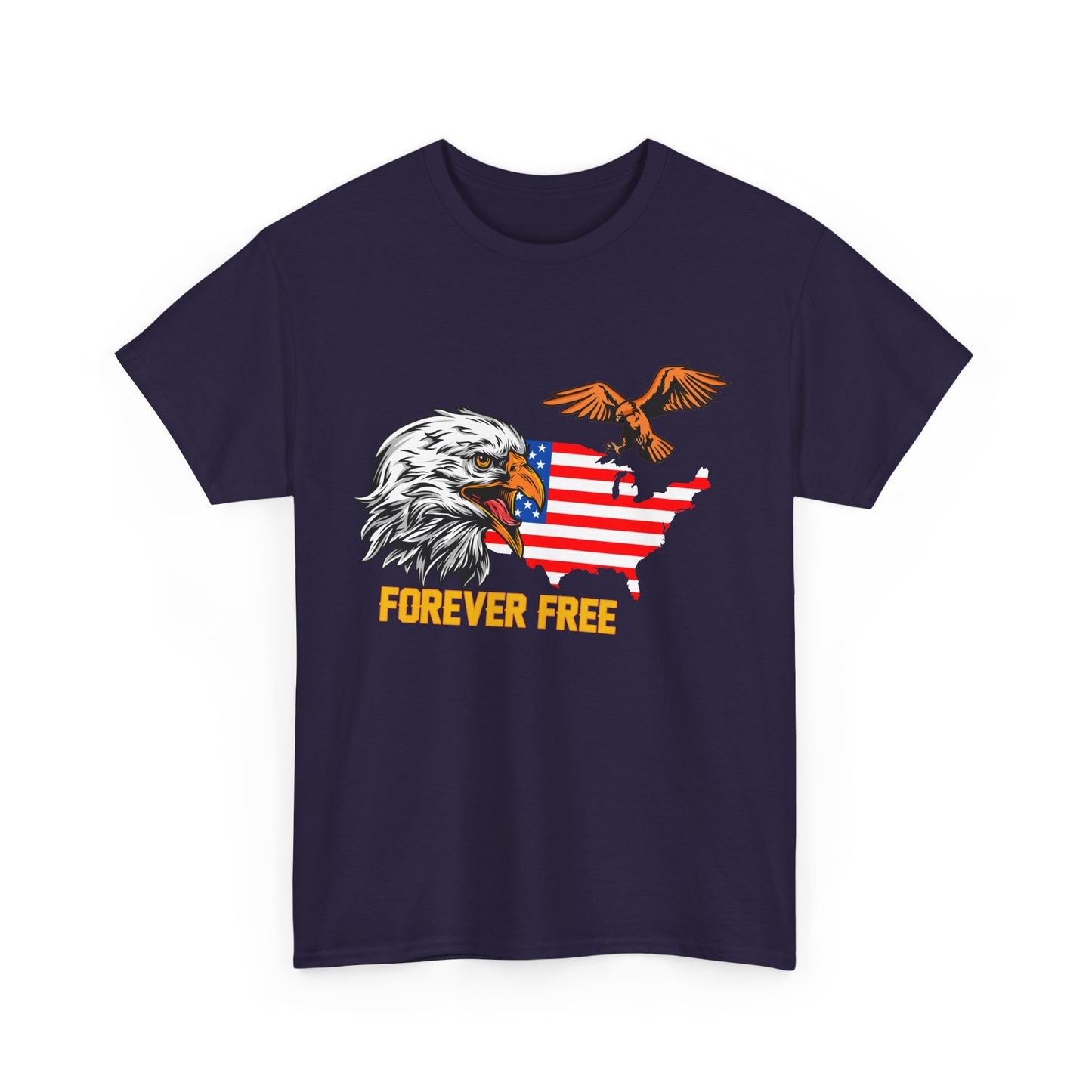 Unisex Heavy Cotton Tee with "Forever Free" Design - Perfect for Patriotic Events, July 4th Celebrations, Gifts, Summer Wear, Casual Outfits - 13692