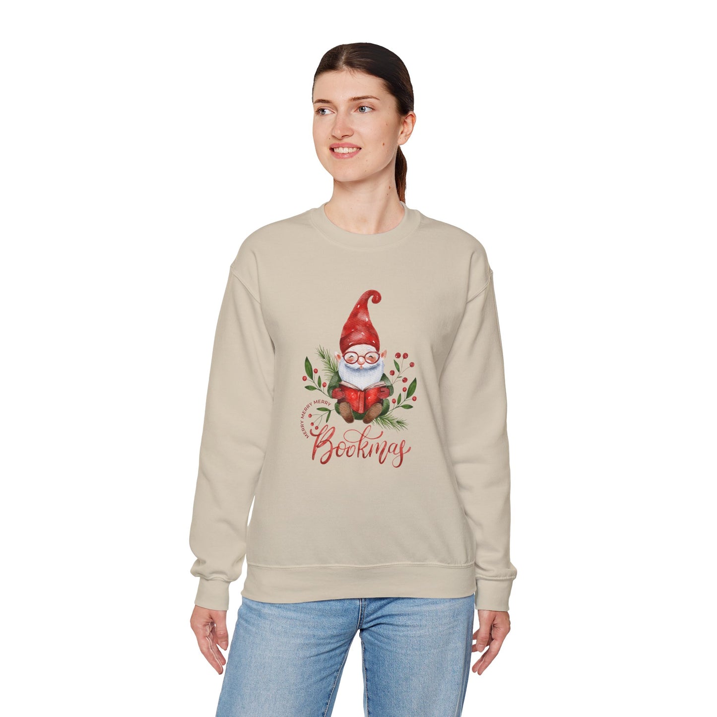 Gnome, Bookmas- Unisex Heavy Blend™ Crewneck Sweatshirt - 10775