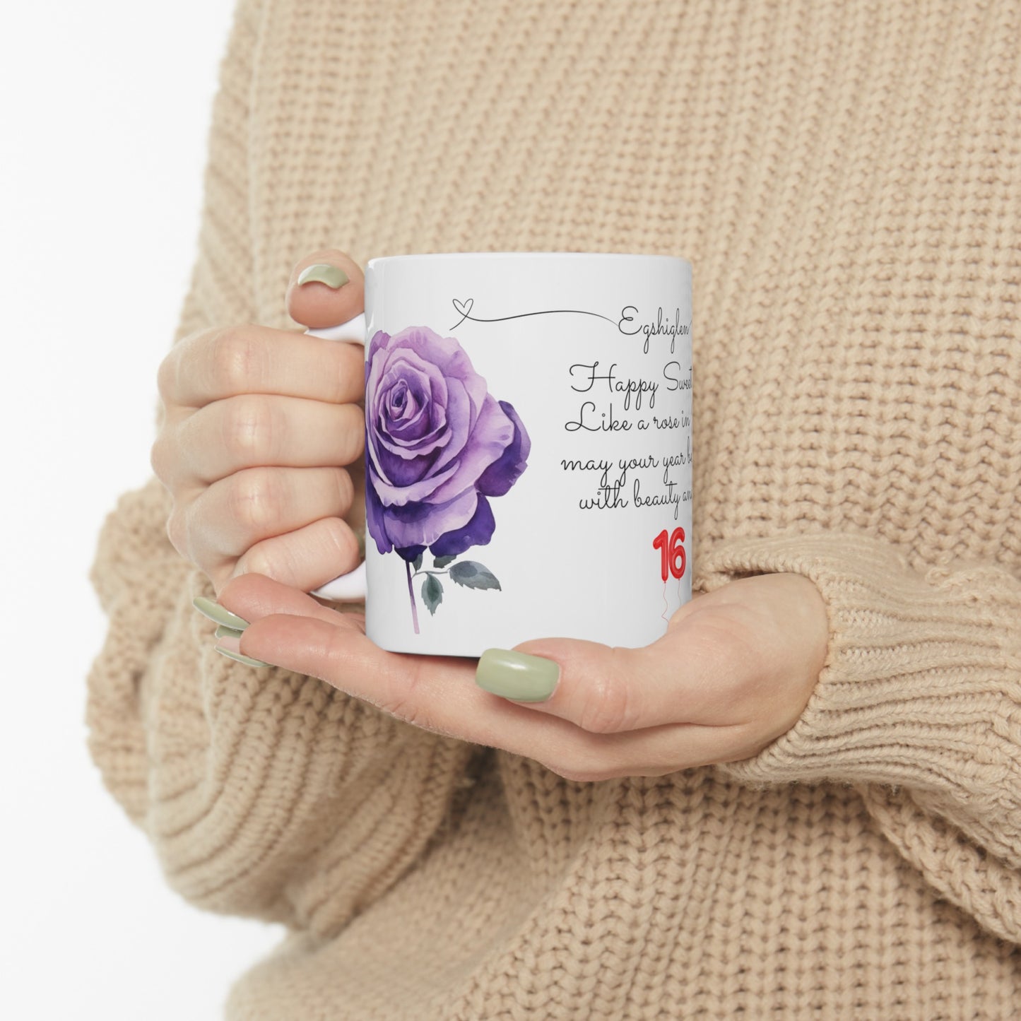 Sweet 16, June, Roses, Customized Ceramic Mug, (11oz, 15oz)