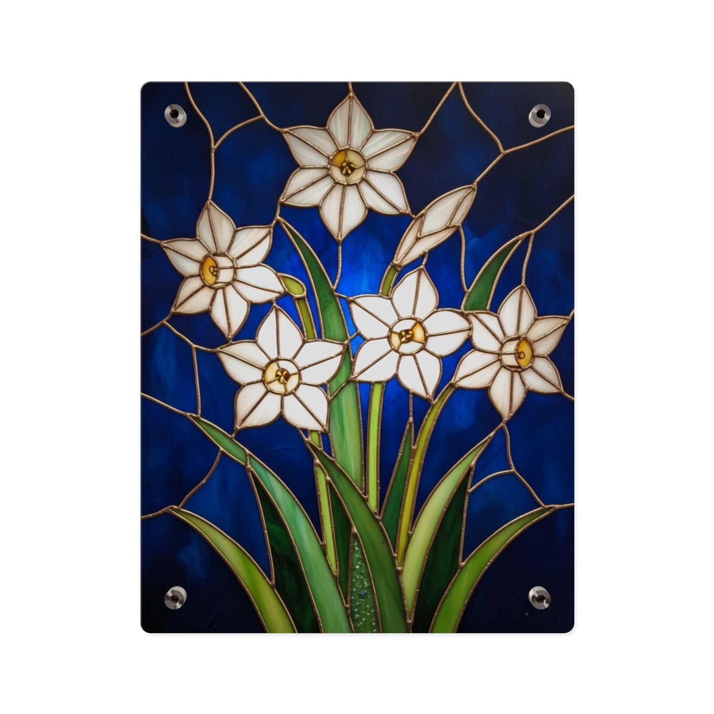 Whitepaper Narcissus Acrylic Wall Art Panel — (Floral Modern Decorative Plaque) - 14598