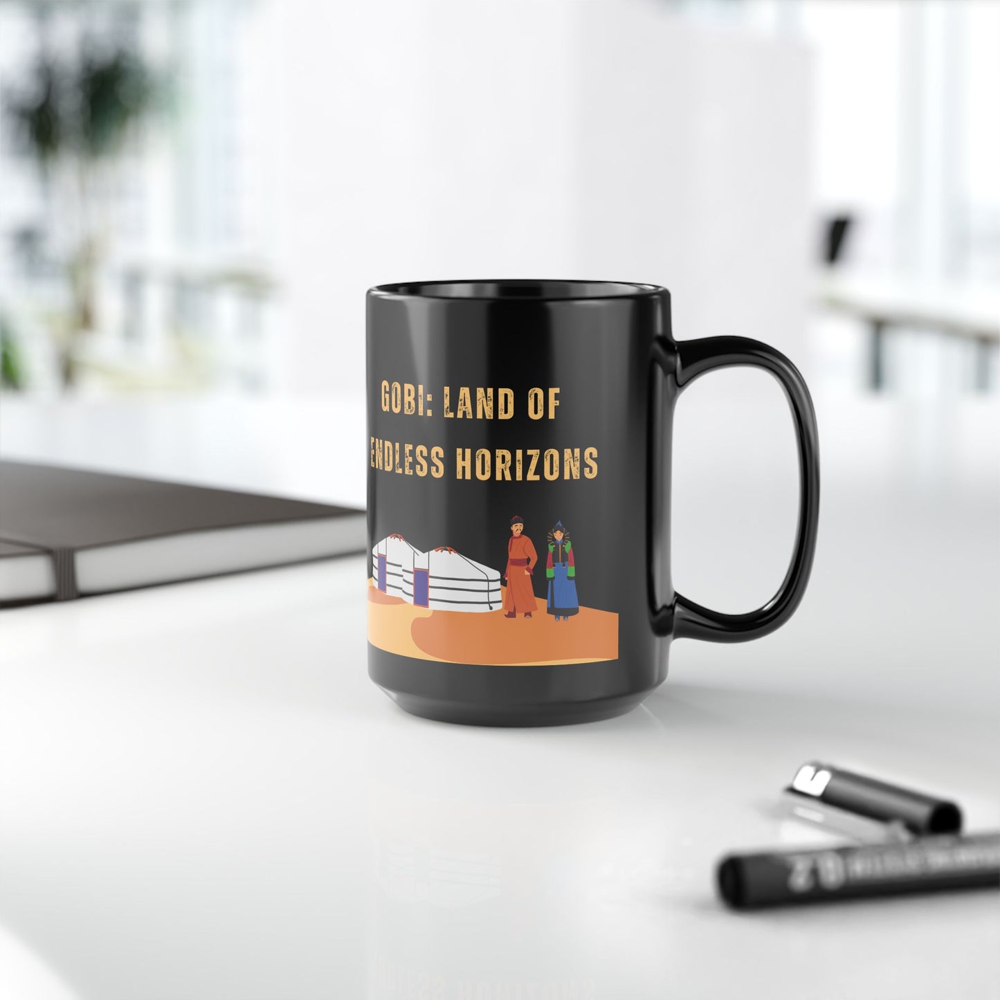 Gobi: Land of Endless Horizons - Ceramic Black Mug (11oz, 15oz) - 10382