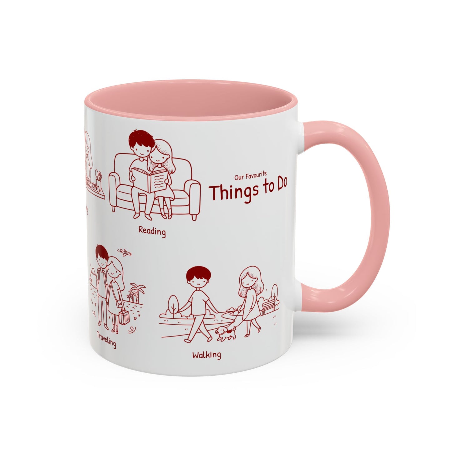 Our Favorite Things to Do Valentine’s Mug – Cozy Couples Illustrated Accent Coffee Mug - 14706