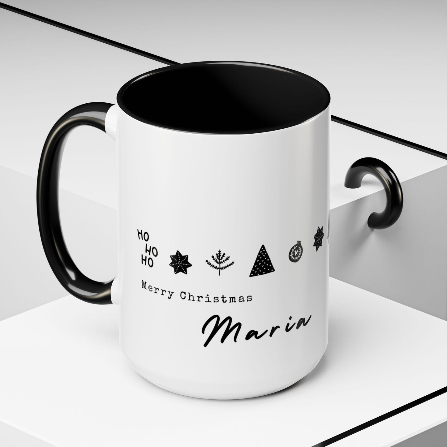 Hohoho, Merry Christmas, Maria, Name Customizable - Accent Coffee Mug (11, 15oz) - 11117