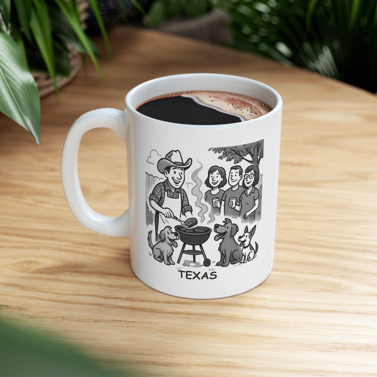 "In Texas, we don’t ‘celebrate’—we host a BBQ and invite everyone, even the neighbors’ dogs." Ceramic Mug - 12748