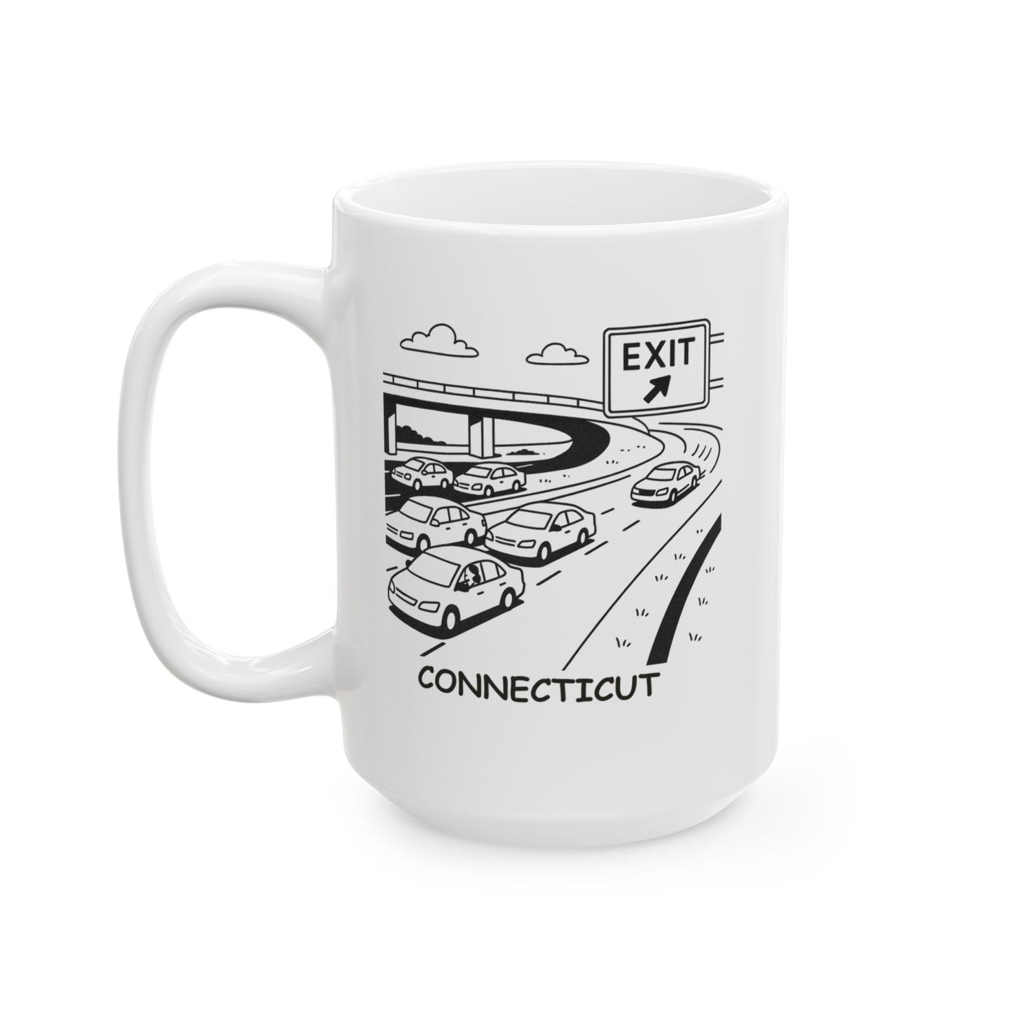"In Connecticut, the only thing faster than the pace of life is the exit ramp." Ceramic Coffee Mug - 13886