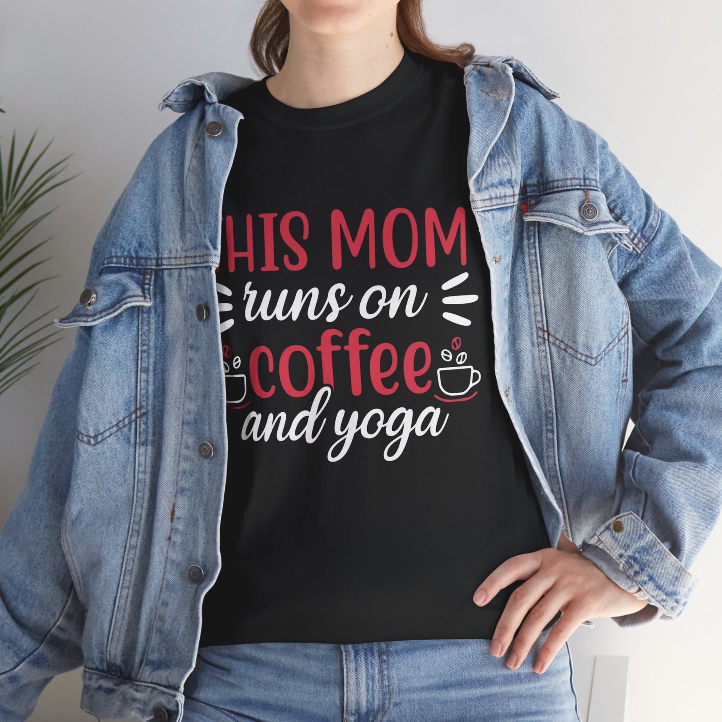 This Mom Runs on Coffee and Yoga T-Shirt – Funny Mother’s Day Gift Tee - 14881