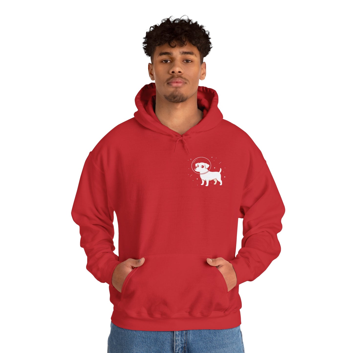 Dog in Space Hoodie – Space Puppy Graphic Hooded Sweatshirt, Unisex Heavy Blend™ - 14679