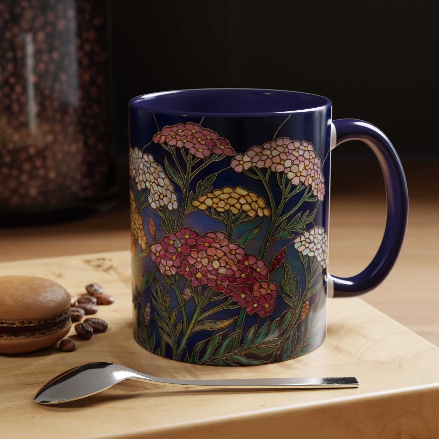 Yarrow Floral Accent Coffee Mug — Stained Glass Design (11/15oz) - 14590