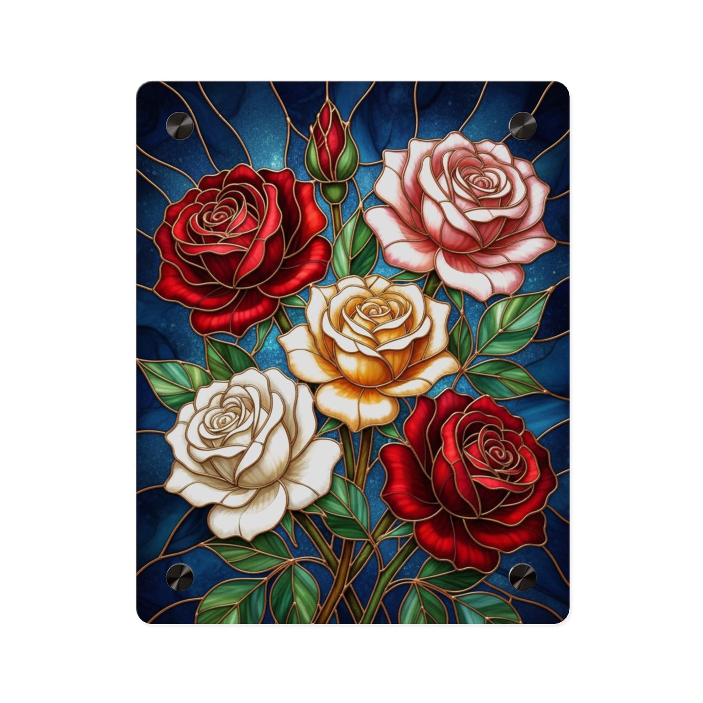 Rose Stained Glass Acrylic Wall Art Panel — Floral Garden Decor - 14604