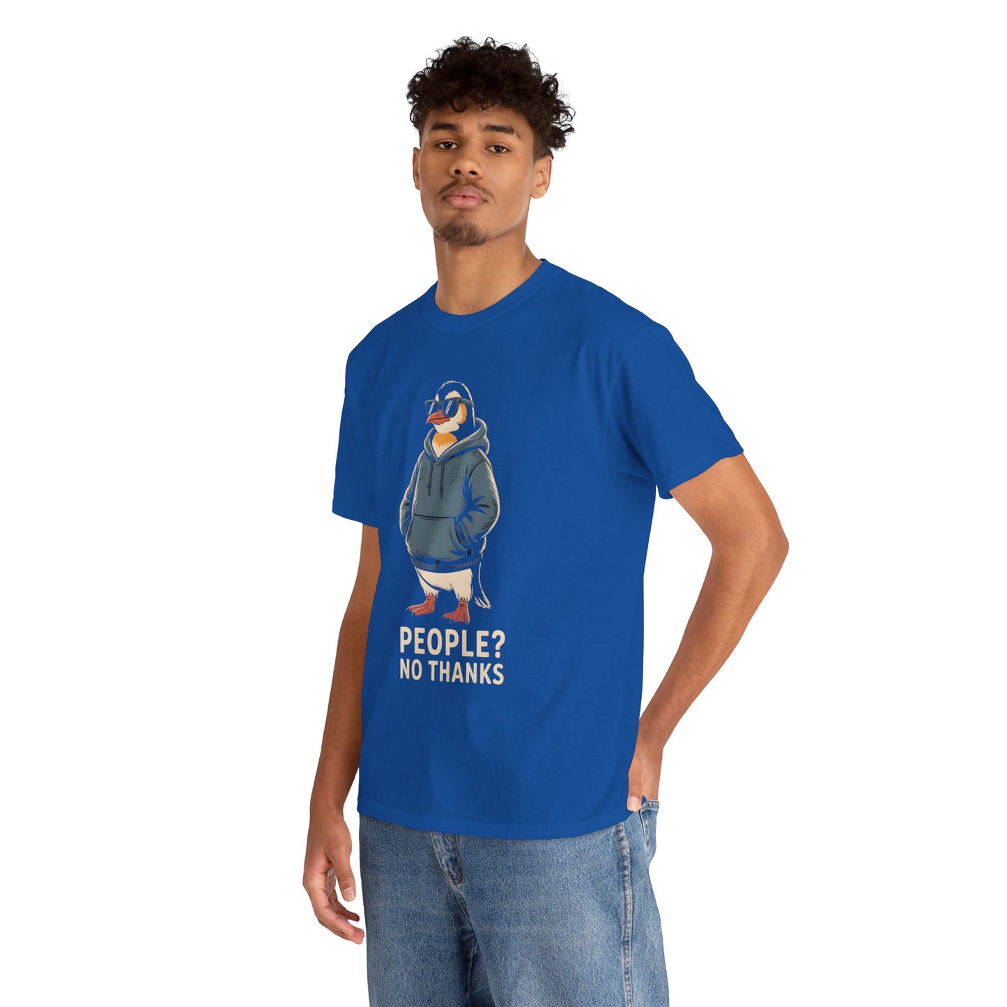 Funny Penguin T-Shirt – “People? No Thanks” Introvert Anti-Social Humor Tee Gift - 14847