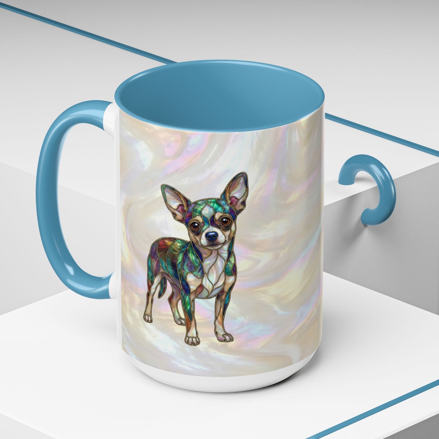 Chihuahua Accent Coffee Mug -Stained Glass Style (11/15oz) - 14625