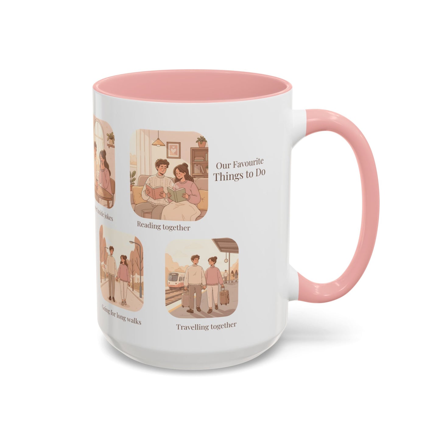 Our Favorite Things to Do Valentine’s Mug – Cozy Couples Illustrated Accent Coffee Mug - 14701