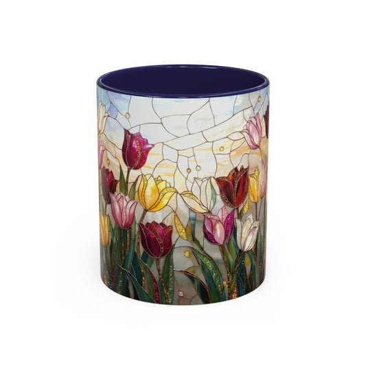 Tulip Stained Glass Accent Coffee Mug — Floral Spring Tea & Coffee Cup (11/15oz) - 14525