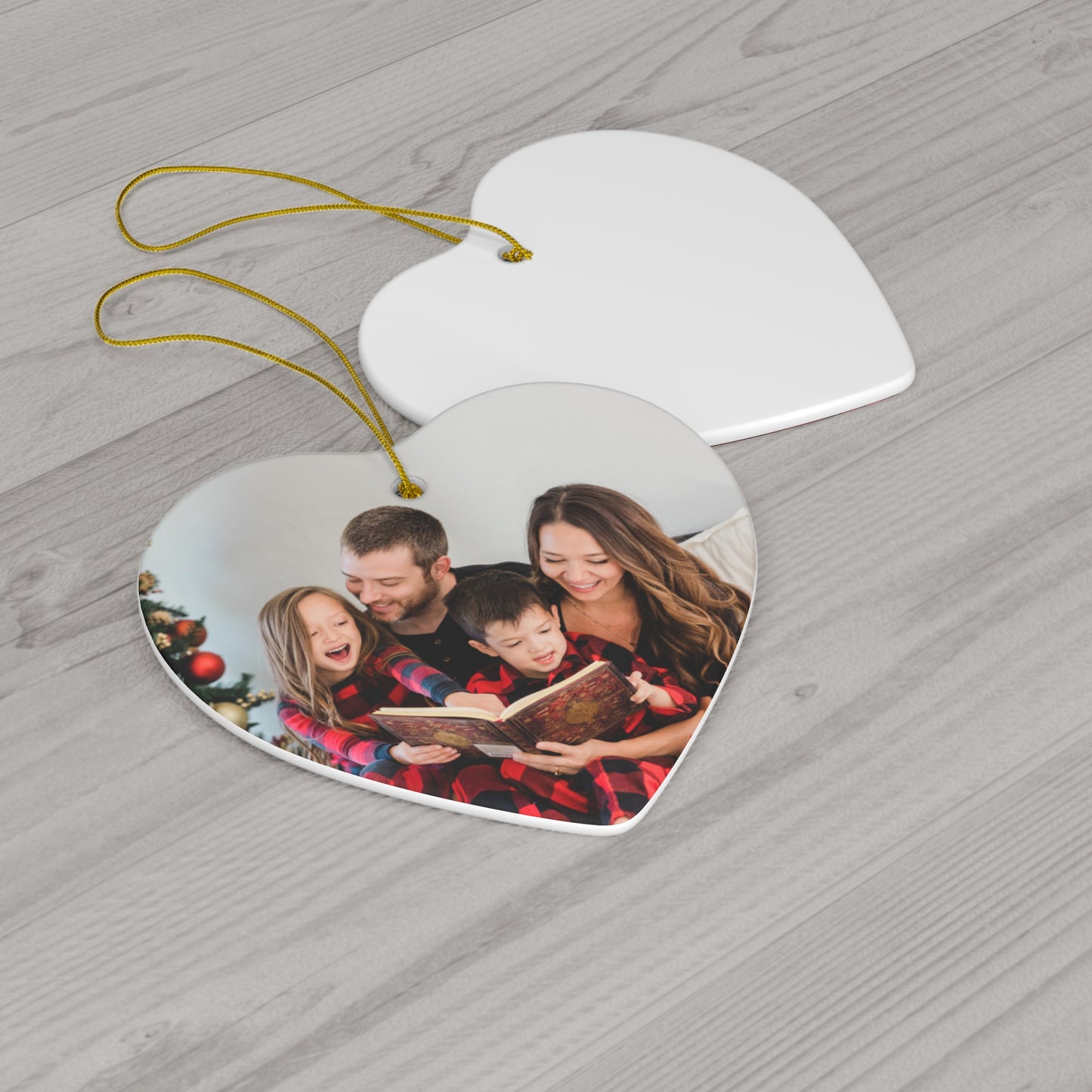 Christmas, Family Photo - Ceramic Ornament, 4 Shapes